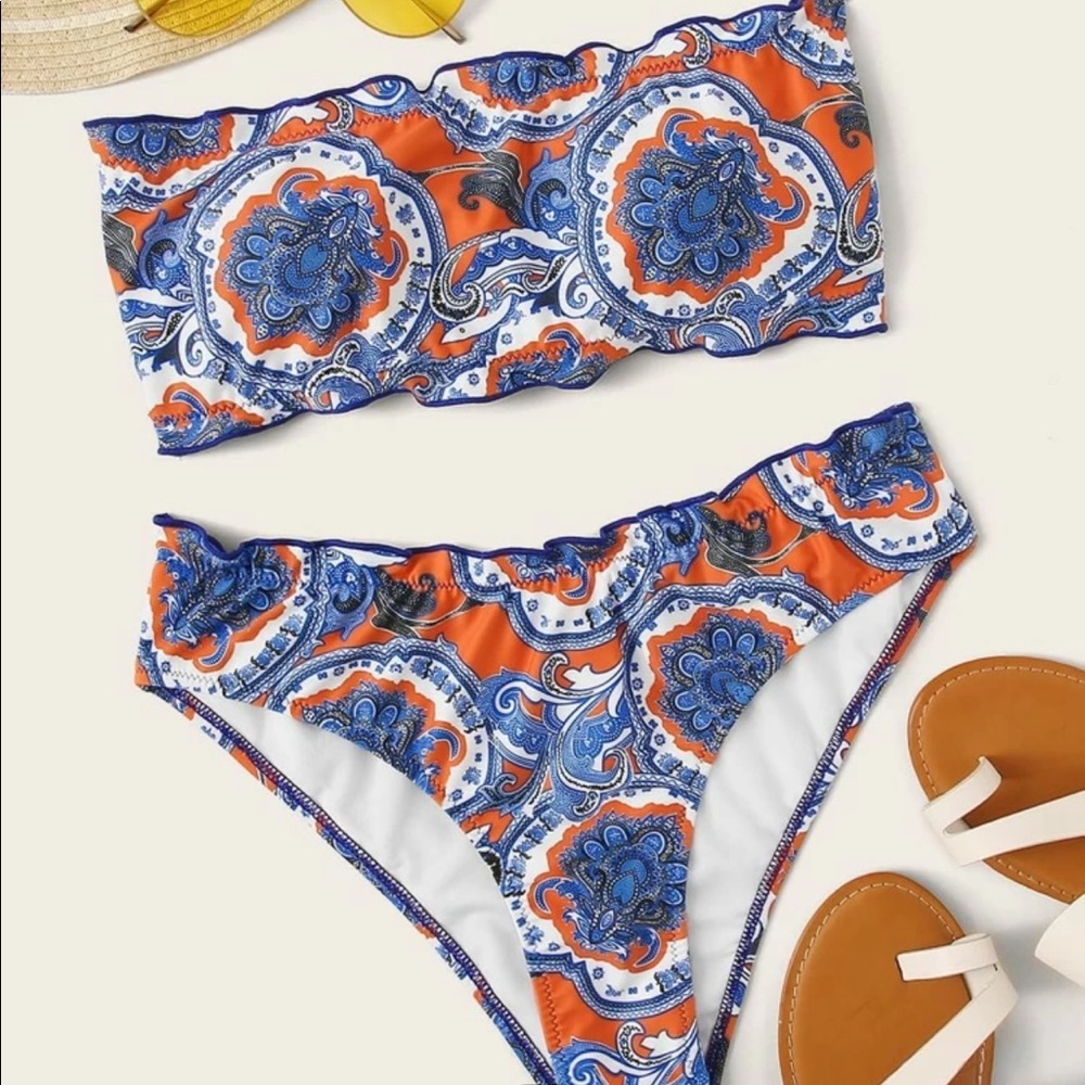 Tribal back lace up bikini